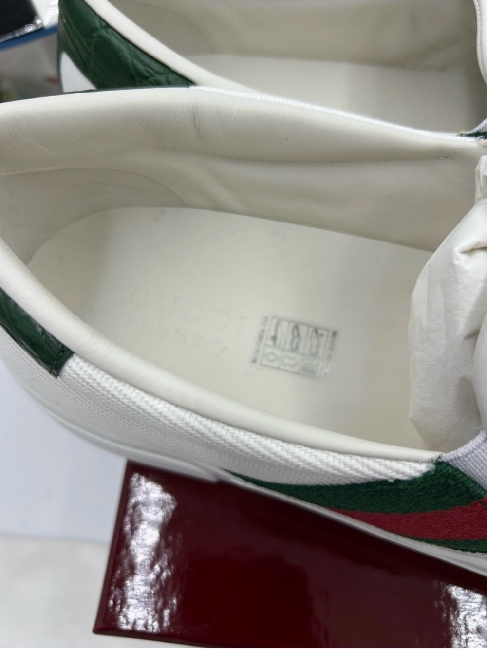 Men’s Gucci white canvas ace slip on sneakers sz 11.5 fits 12.5US made in Italy - Picture 9 of 13